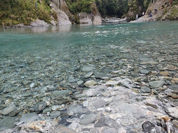 Blue water pools